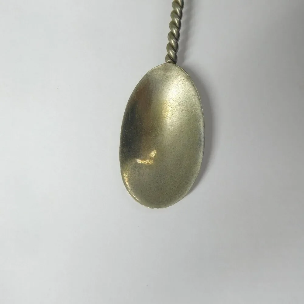 Silver Demitasse Spoon w/Mother of Pearl Inlaid Handle Vintage Alpaca Mexico
